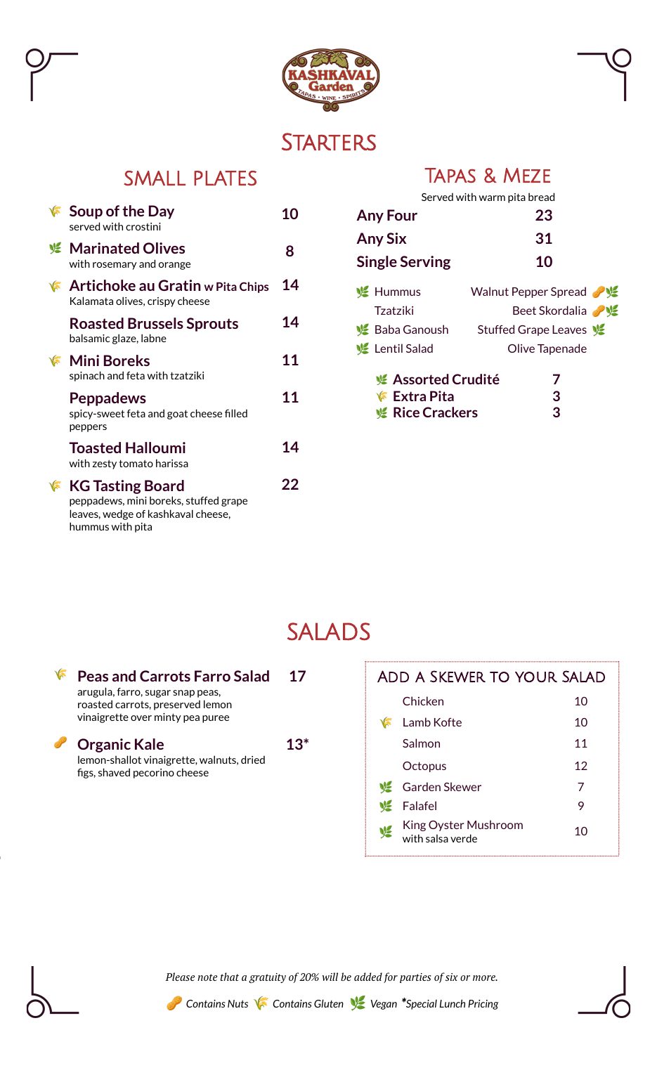 Lunch Menu - Page 1