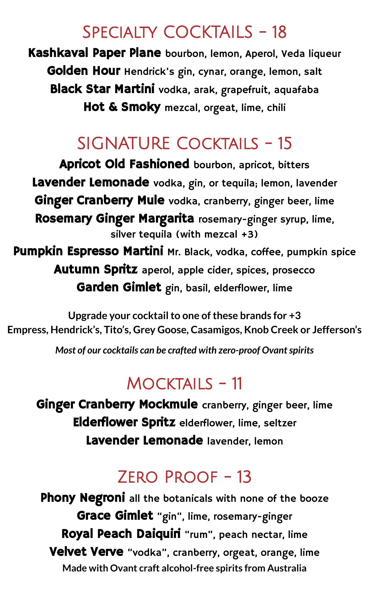 Bar Menu - Page 2